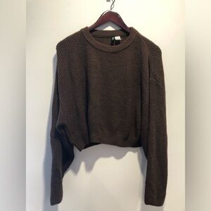 H&M Brown Cropped Crewneck Sweater